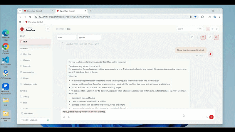 OpenClawでPDFelementを起動してPDFを編集する