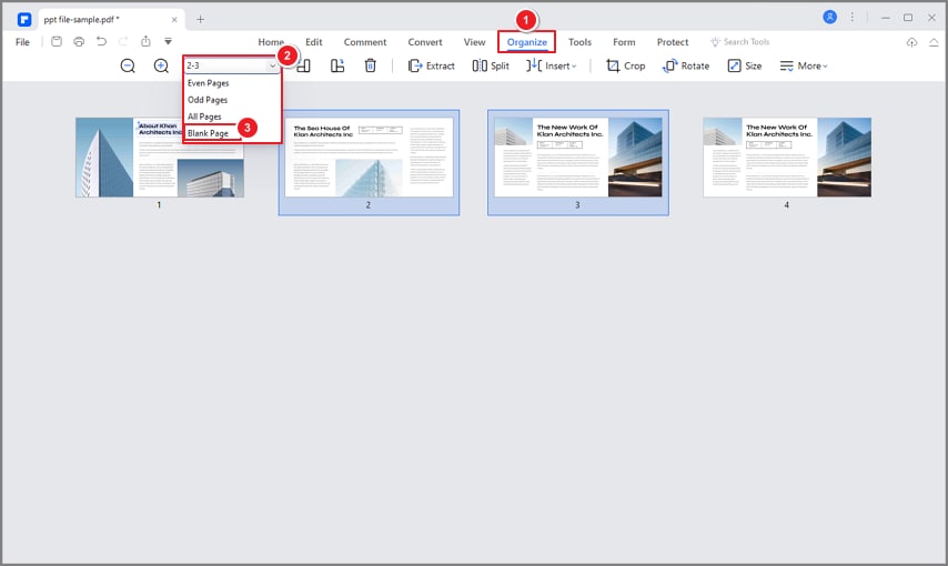 organize pdf delete blank pages from pdf