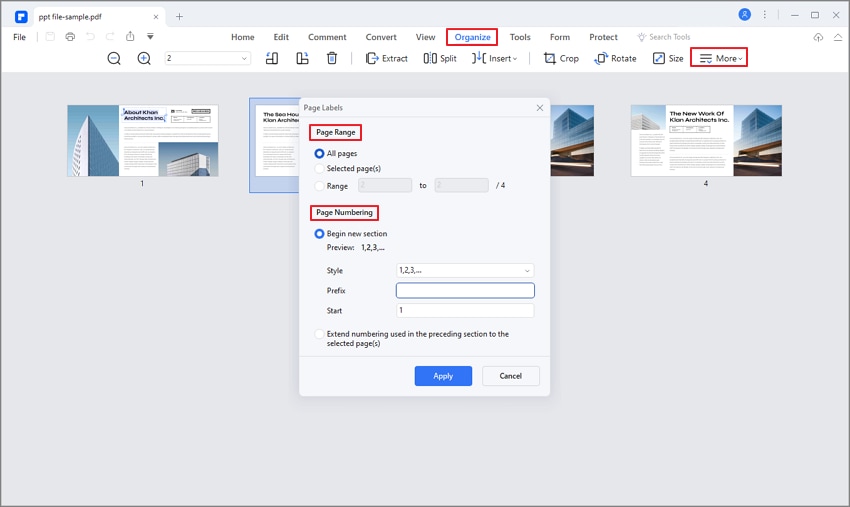 add page numbering to pdf