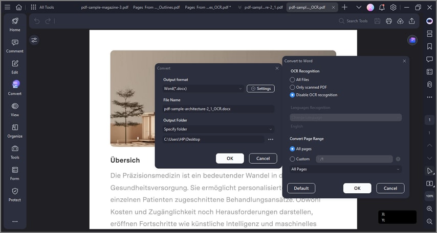 pdf convertion settings