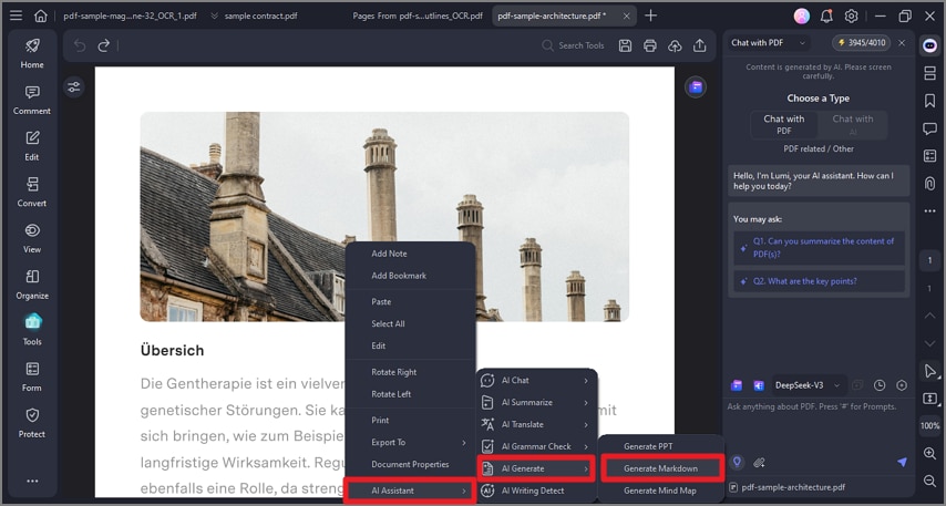 use ai generate markdown
