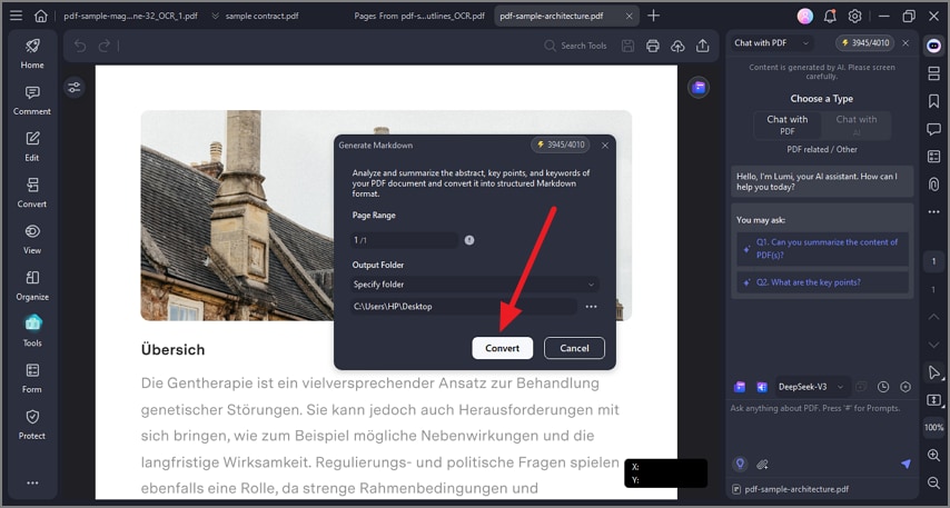 press convert to generate