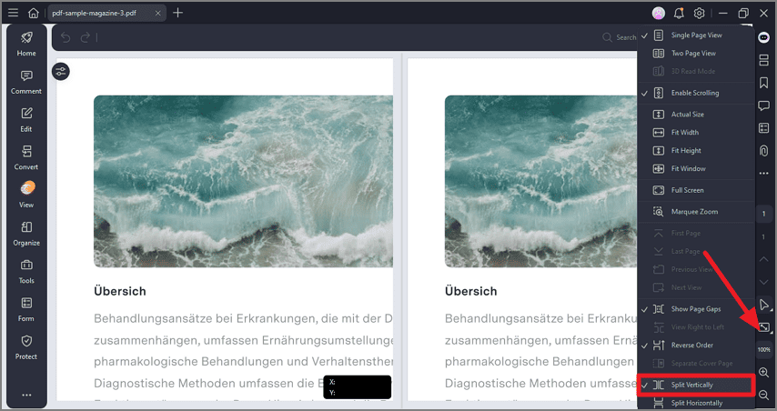 select video mode then split vertically