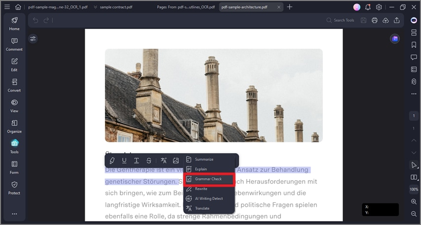 select text check grammar