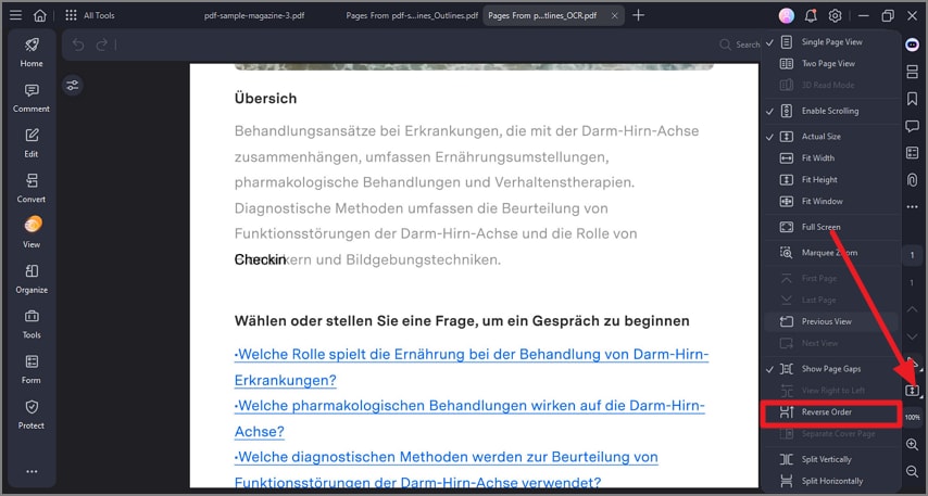 select view mode in reverse
