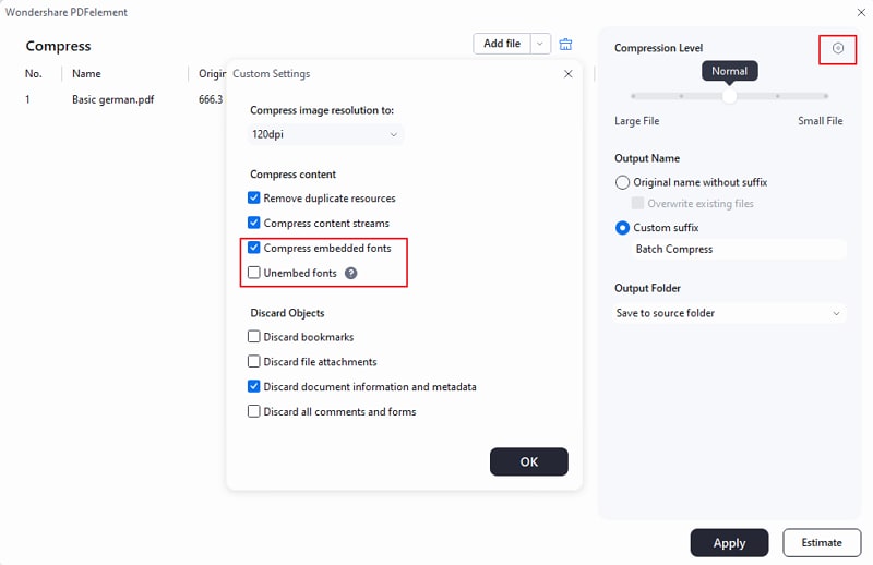 remove embedded fonts