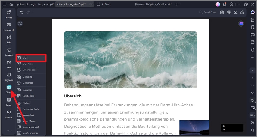 open tool interface press ocr