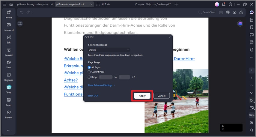 select language and apply