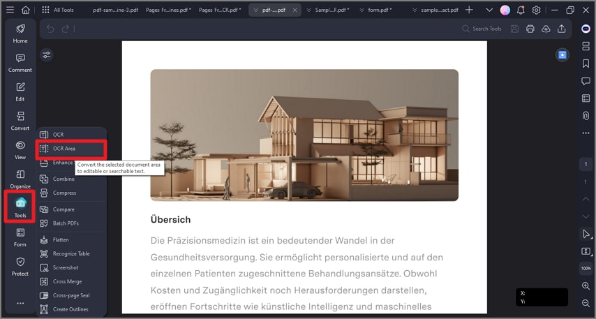 choose ocr area option