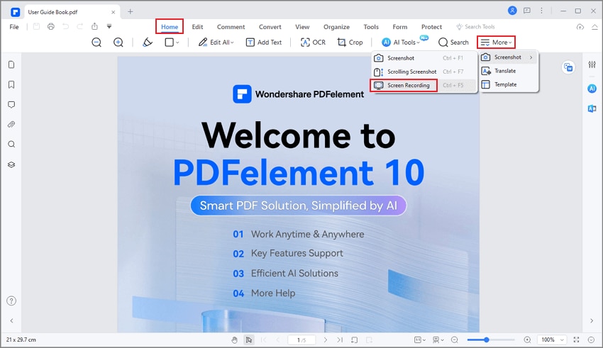 the screen recording tool of pdfelement