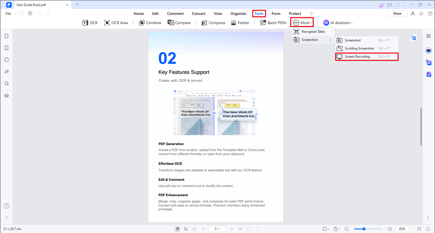 the screen recording tool of pdfelement