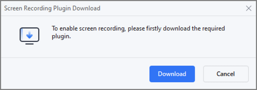 screen record plugin download dialogue box