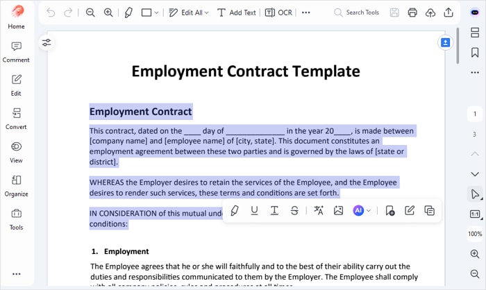 select text in pdf