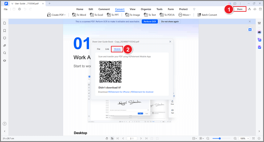 transfer pdf from laptop to phone via qr code