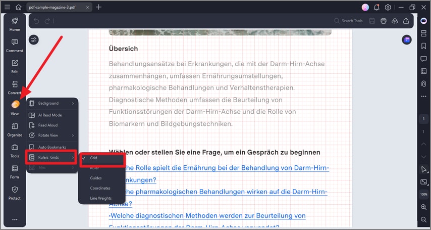enable grid from view option