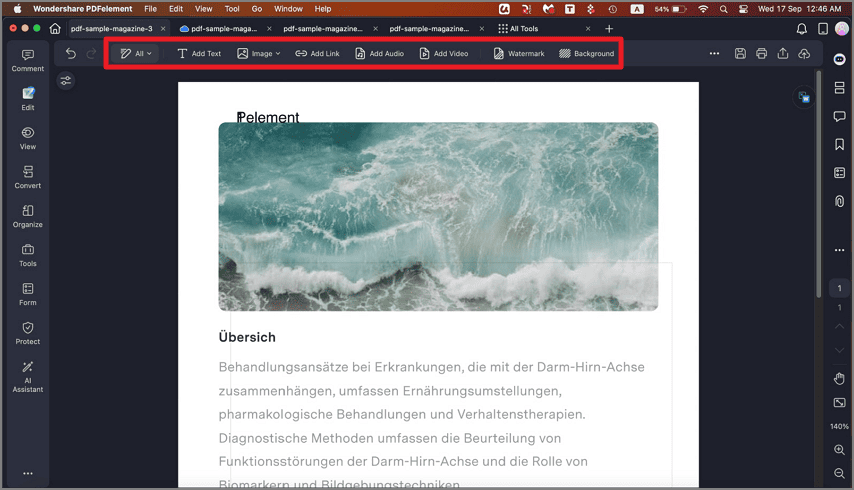 top toolbar