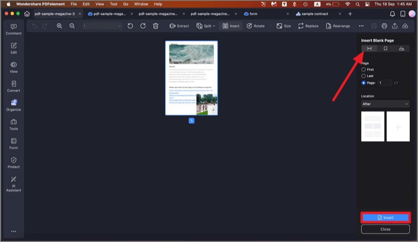 insert blank page