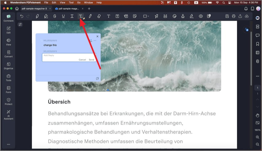 insert text markup