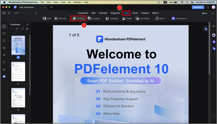 fusionner le PDF