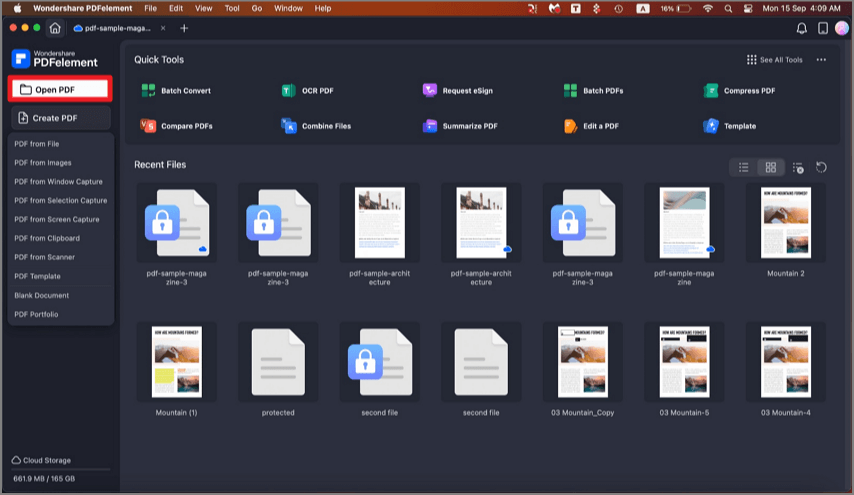 open file after launching tool