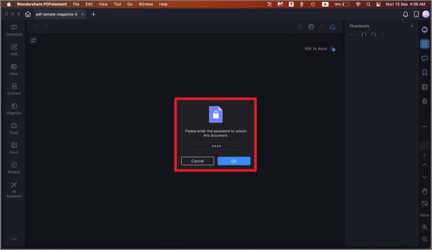 input password to unlock pdf