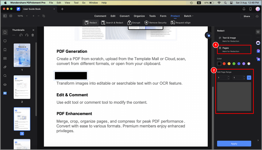 pdfelement para mac redact page