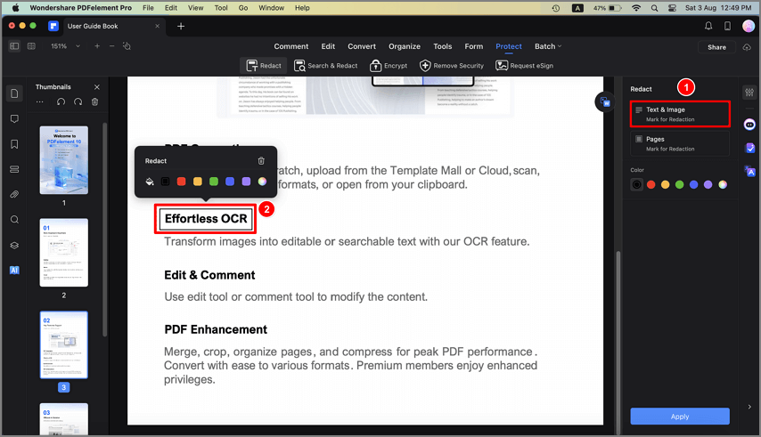 pdfelement per mac per la correzione di testo e immagini