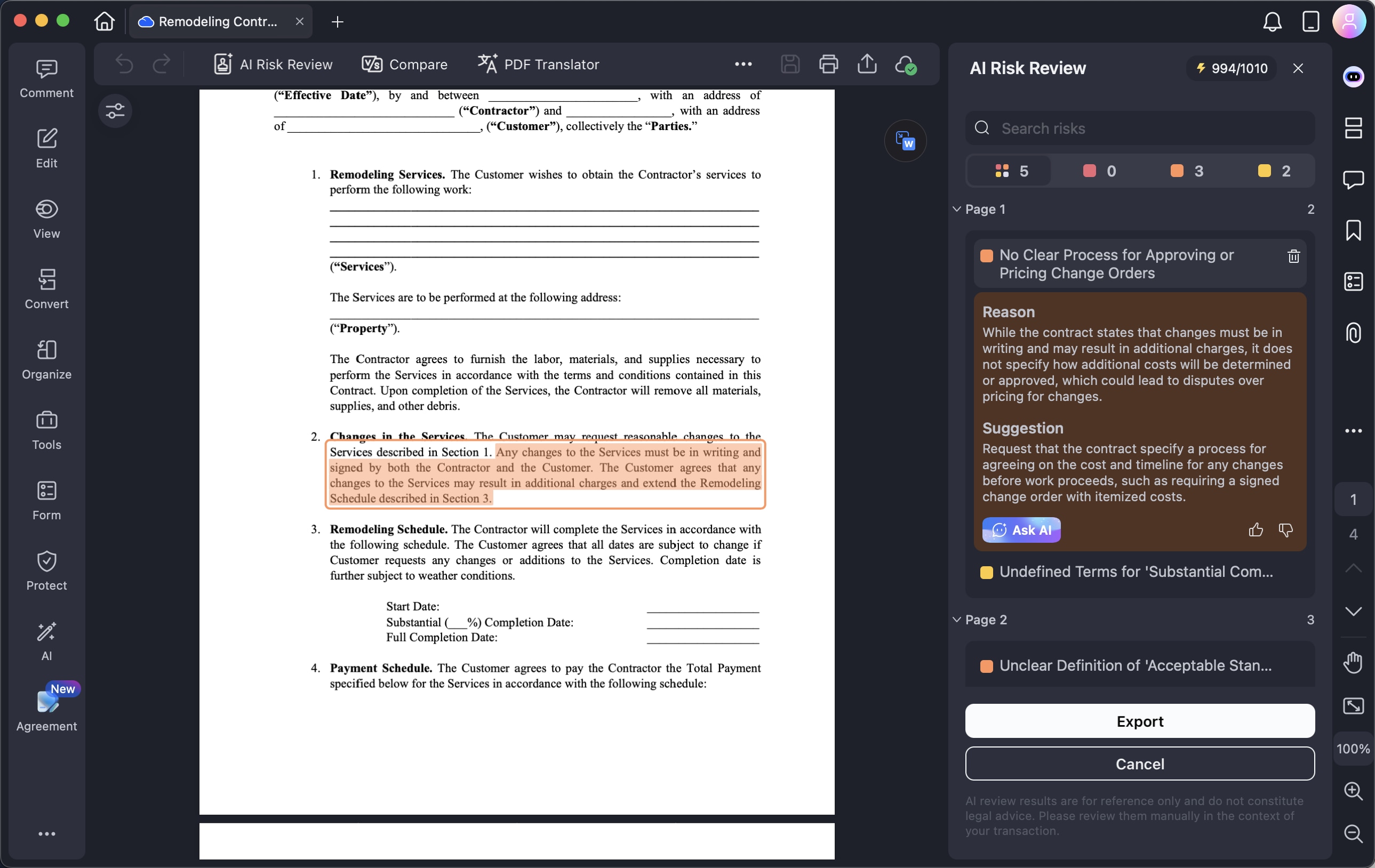 review contracts