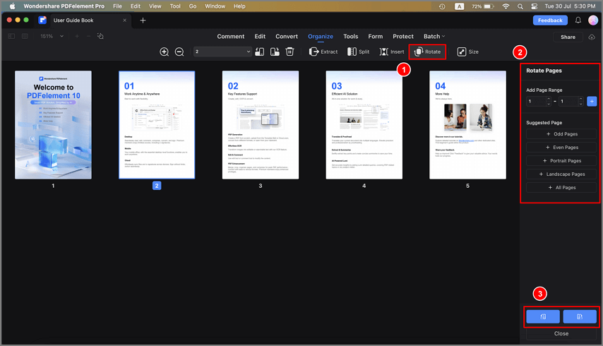 rotation des pages pdf mac