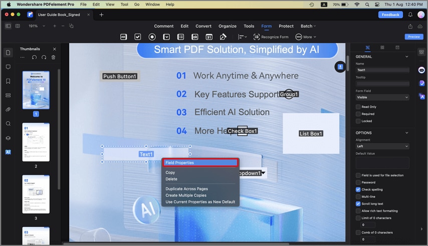 select multiple form fields