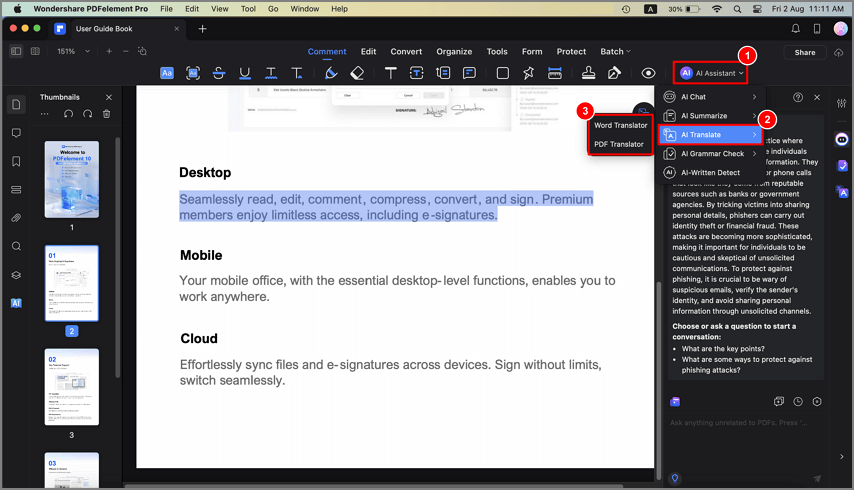 translate pdf ai mac