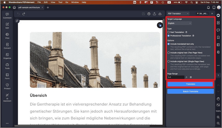 configure translation settings