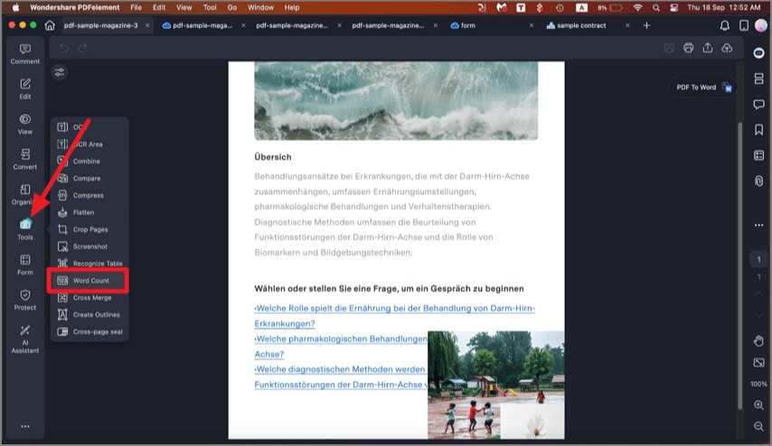 access word count feature