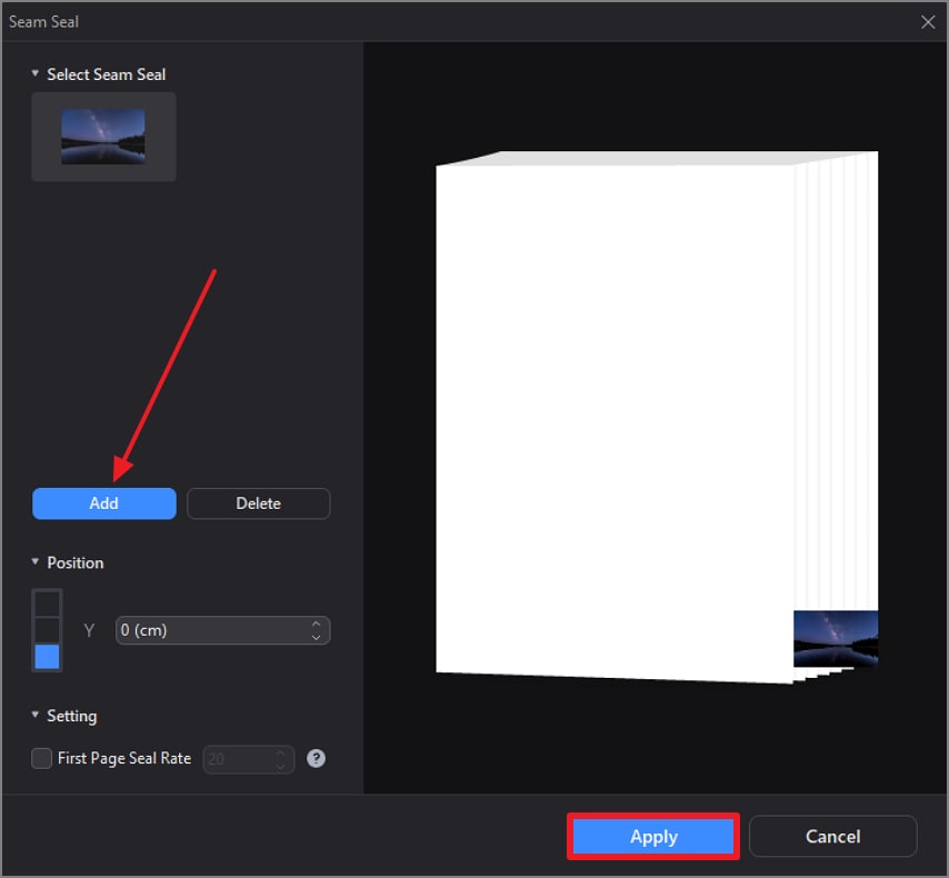 upload seam seal image apply pdf