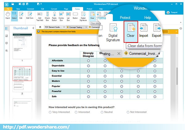 Clear PDF from data