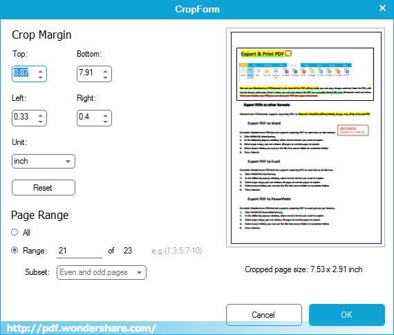 Crop PDF pages