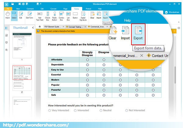 Import & Export form data