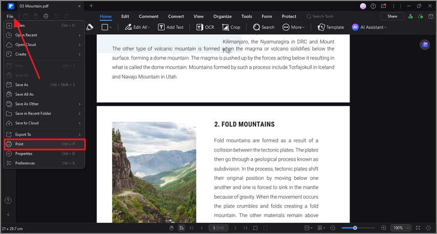 locate print option pdfelement