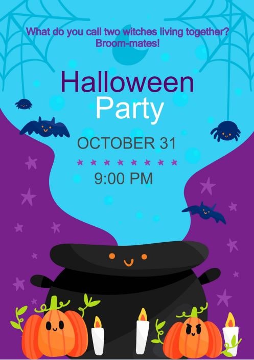 halloween party invitation with funny joke