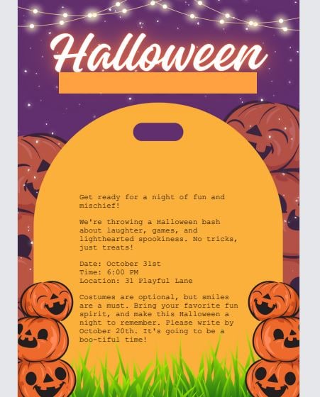 testo per inviti a feste di Halloween 5 