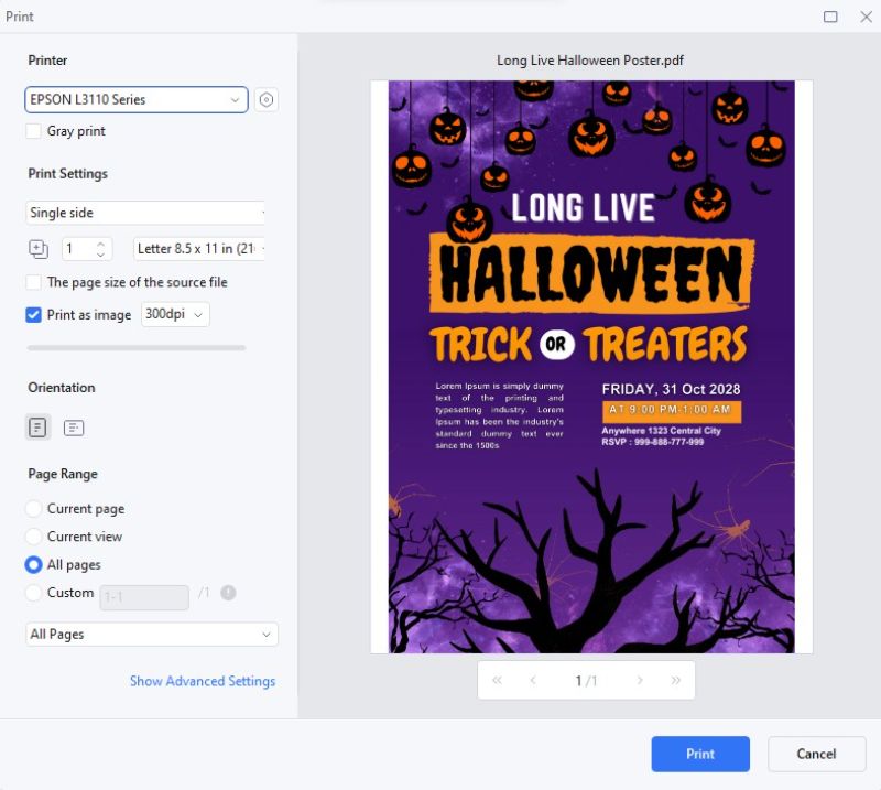 stampa poster di Halloween