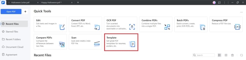 pdfelement template feature