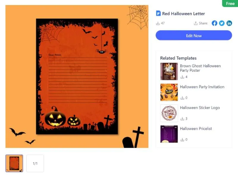 plantilla de halloween seleccionada en wondershare pdfelemento