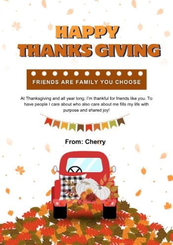 car thanksgiving card