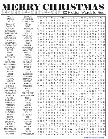 christmas word search with answers