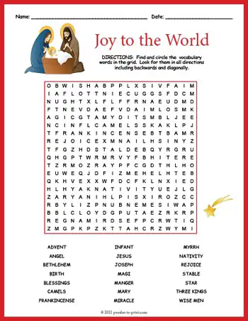 christian christmas word search