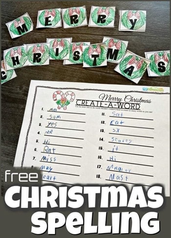 christmas spelling worksheet