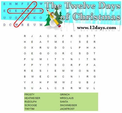 christmas word search with answers