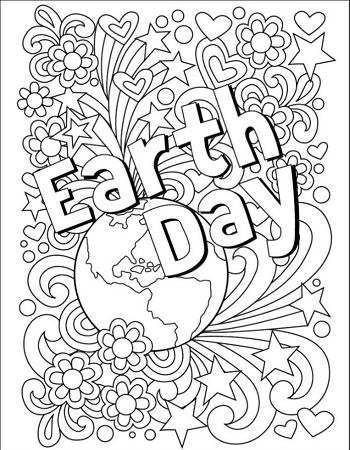 earth day doodle coloring page