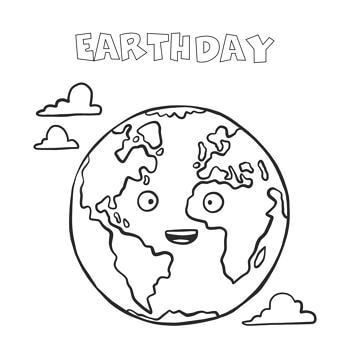 earth day coloring page with a face
